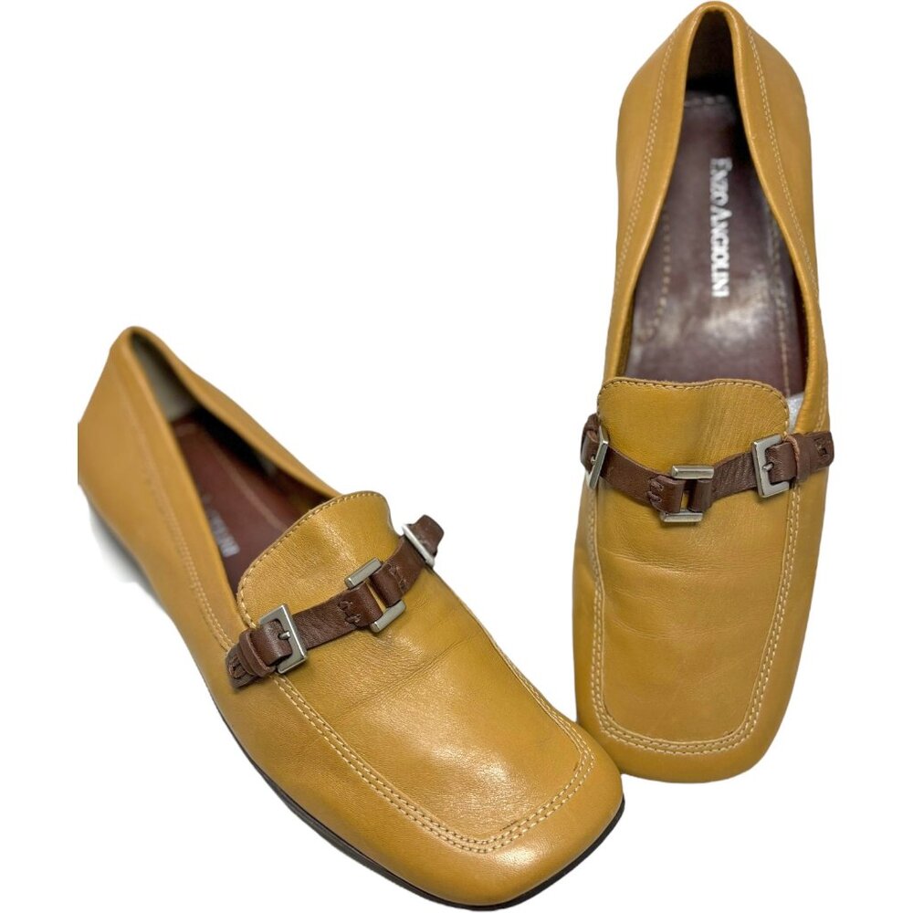 Enzo Angiolini Helene Tan Leather Horsebit‎ Y2K Loafers